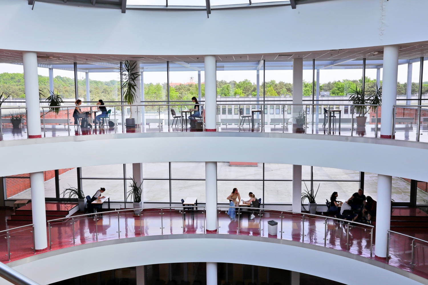 Studentki i studenci korzystają ze wspólnej przestrzeni Collegium Humanisticum.